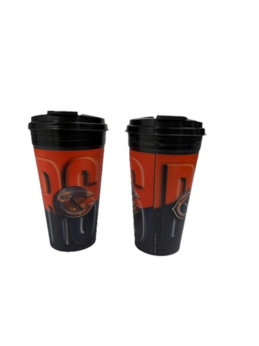 Chicago Bears NFL Plastic Cups Holographic Capital Cups SET OF 2 Made In USA - Picture 2 of 7