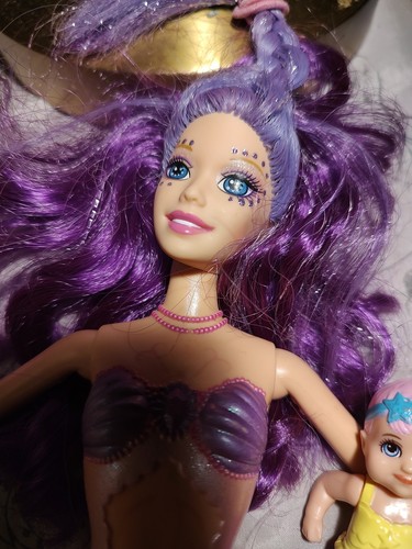 Barbie Fairytopia Mermaidia 2005 Mattel Merissa púrpura cambio de color de cabello bebé - Imagen 3 de 8