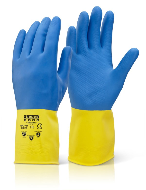 Beeswift House Hold Heavyweight Gloves Royal/Yellow Size M