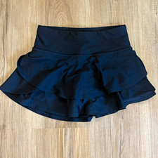 Athleta Girl Black Solid Tennis Skort Built-In Shorts Elastic Waist Size M 8-10
