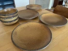 McCoy 1413 Canyon Mesa Pottery Stoneware 4 Plates & 3 Bowls USA Vintage MCM