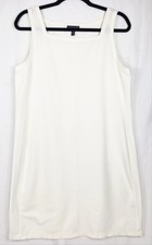 Eileen Fisher Womens Cream Viscose Stretch Square Neck Shift Tank Dress S/P