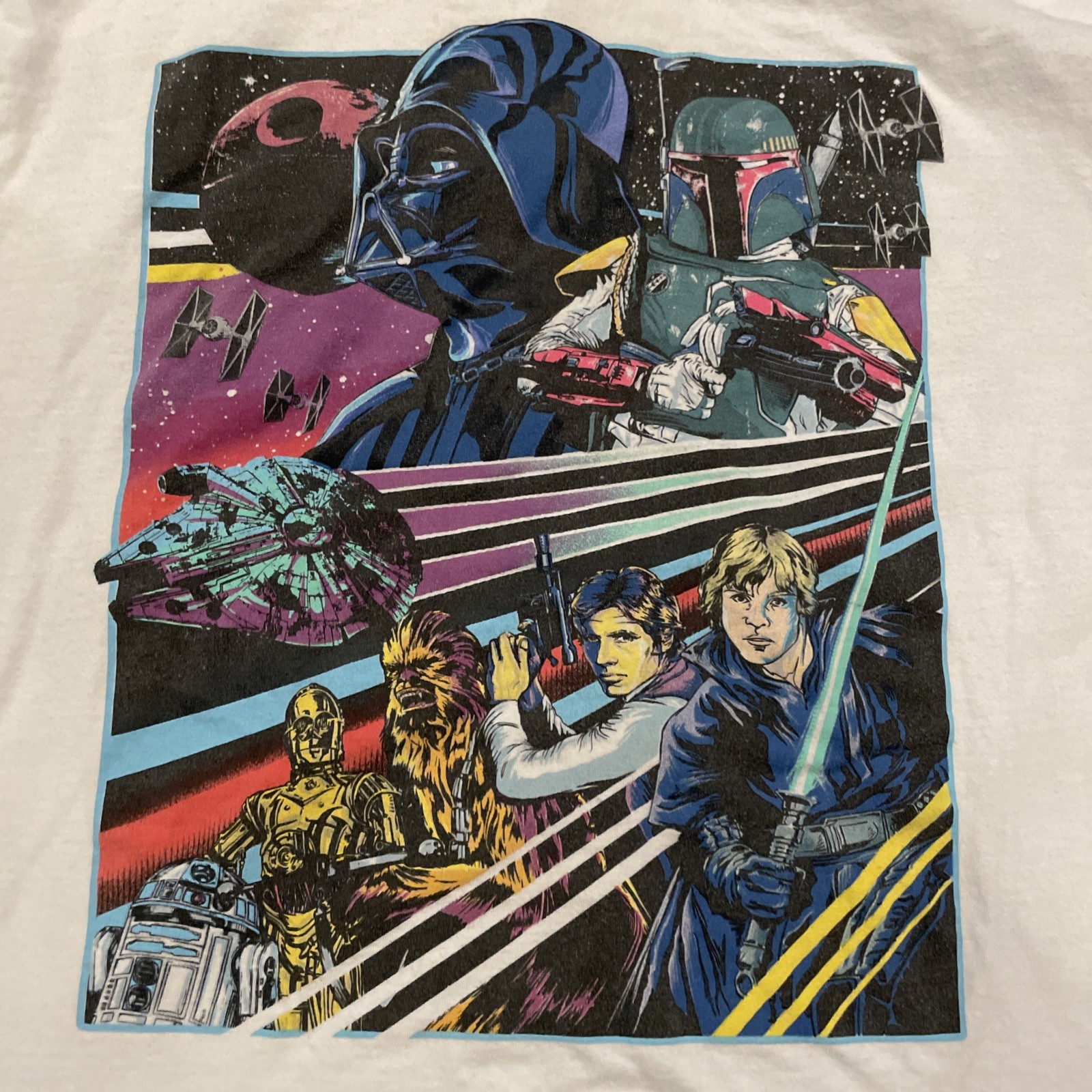 Star Wars Long Sleeve Graphic Shirt Men's L White Darth Vader Luke Skywalker