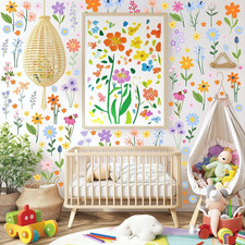 Floral Wall Decals - 102 Pcs Peel and Stick Vinyl Flower Stickers - Assorted Var