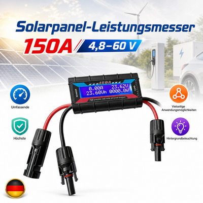 Leistungsanalysator 150A Hintergrundbeleuchtet Solar Spannung Strom Solarpanel