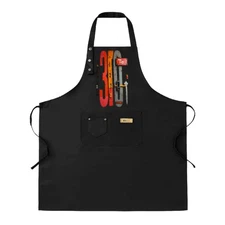 Kitchen 2 Pack Bib Apron - Adjustable Black Apron with Bold ' 310  Design in Red