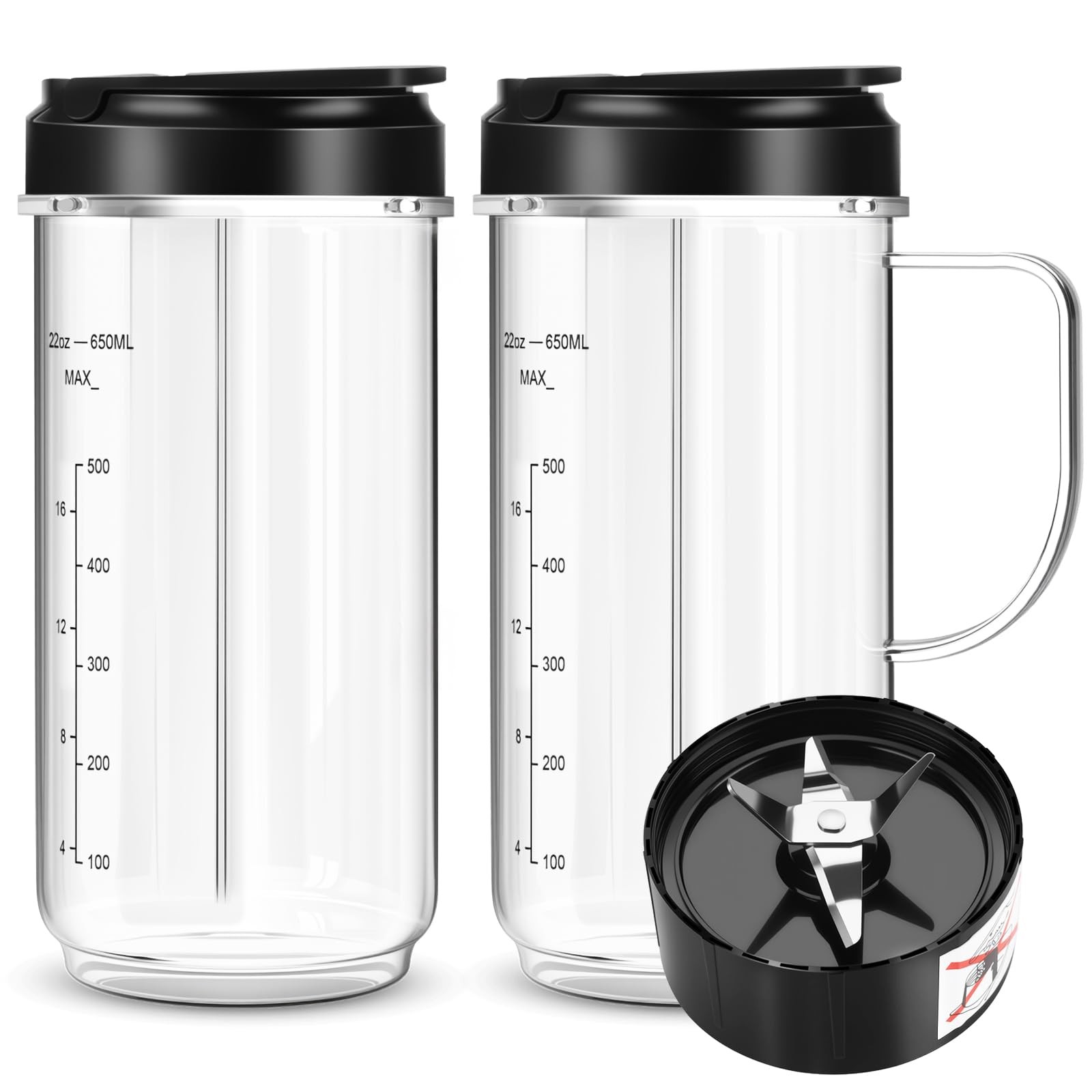 2 Pack Bullet Blender Cups, Tall 22oz Cup with Flip Top To-G