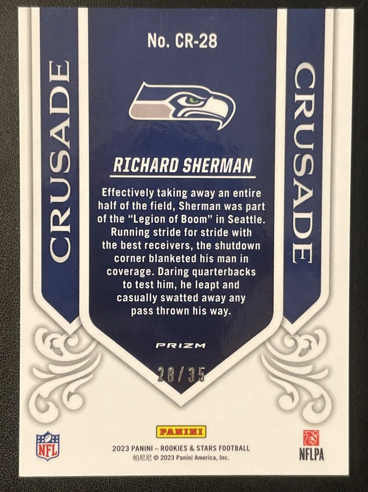 2023 •SP• Richard Sherman Rookies & Stars Purple Prizm /35 (R🔥RE LOB LEGEND) - Image 2 of 3