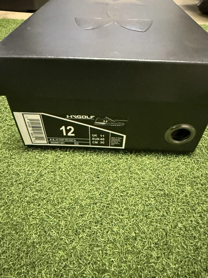 Nuevos zapatos de golf Under Armour Tour WingtipsKnit SL talla 12 negros blancos Foto 2 de 4
