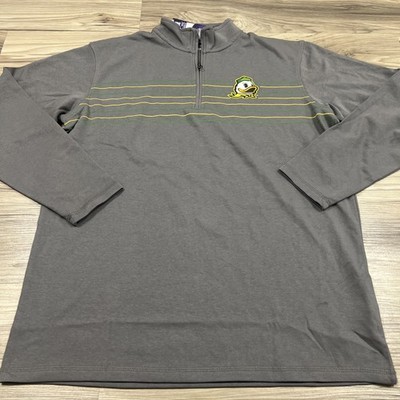 Captivating NCAA Oregon Ducks 1/4 Zip Pullover Gray Sweatshirt Mens XL NWT