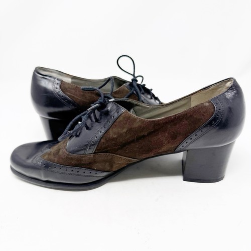 Ros Hommerson Lace-Up Oxford Heels Women's Brown Size 8 Wide Pre-Owned - Picture 2 of 9