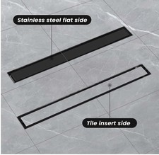 36 INCH OFFSET LINEAR SHOWER DRAIN MATTE BLACK REVERSABLE