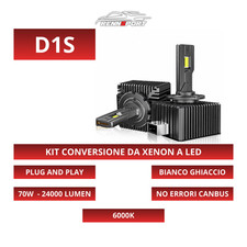 KIT LAMPADE LED D1S CONVERSIONE BI XENON BIXENO A LED 24000 LUMEN 6000K 70W