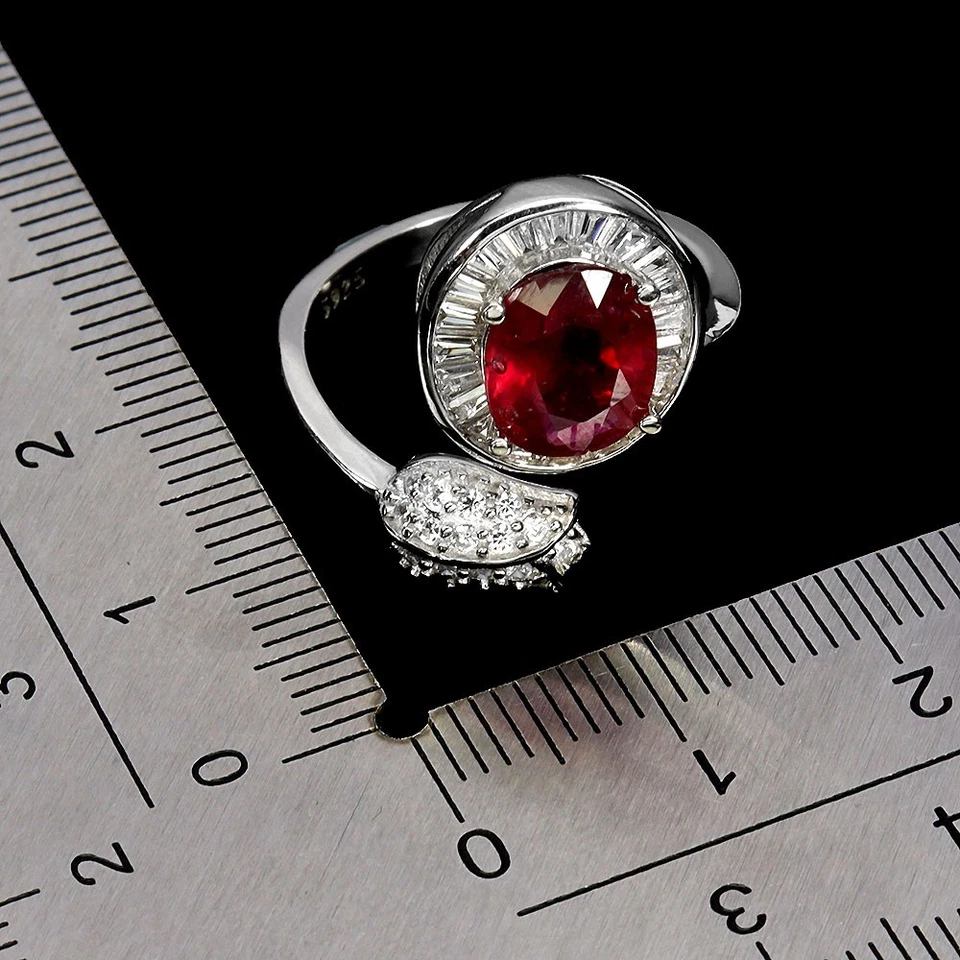 925 Sterling Silver Ring Oval Ruby 9x7mm Natural Gemstone No USA Import Fees - Image 3 of 4