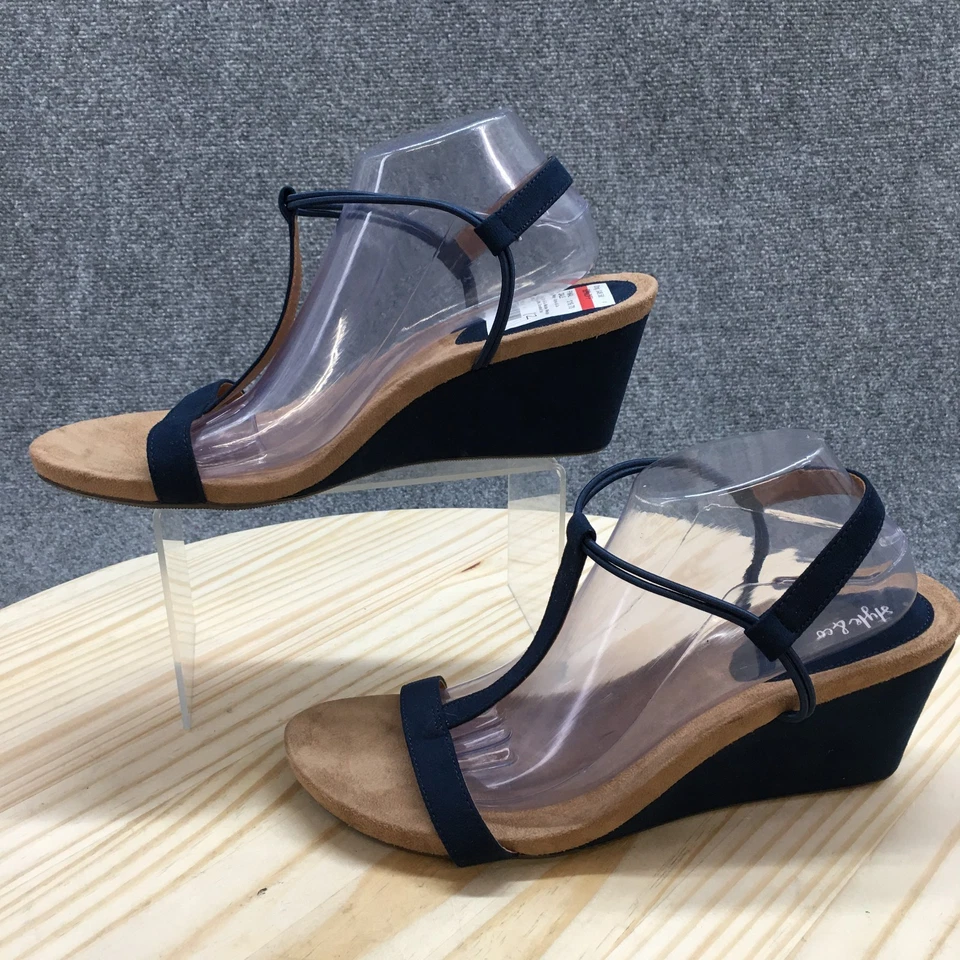 Sandalias Style & Co. Mujer 12 M Mulan T Correas Azul Gamuza Cuña Hebilla NUEVAS Foto 2 de 4