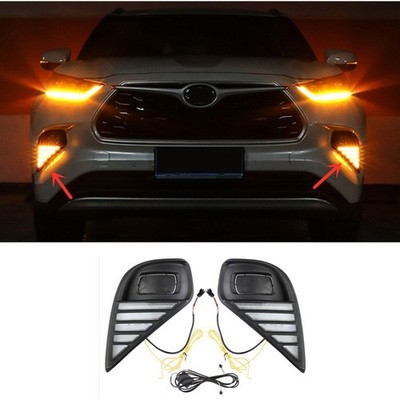 2x Drl For Toyota Highlander 2020-2023 Led Daytime Running Light Fog Lamp