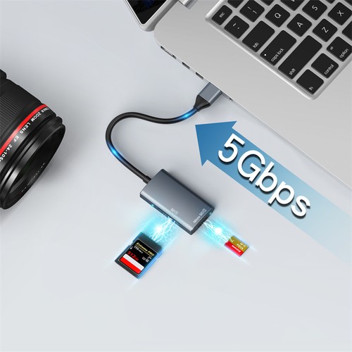 USB C Card Reader/Writer/OTG Adapter USB3.0 For SD Card Mobile Phone Computer - Afbeelding 3 van 9