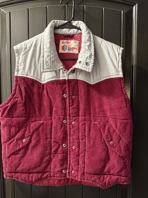 Vintage 70s 80s Van Cort corduroy Outerwear western Puffer Vest Retro Medium