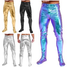 Men Trousers Tight Pants Dress Up Pantyhose Footed Casual Dance Halloween Disco