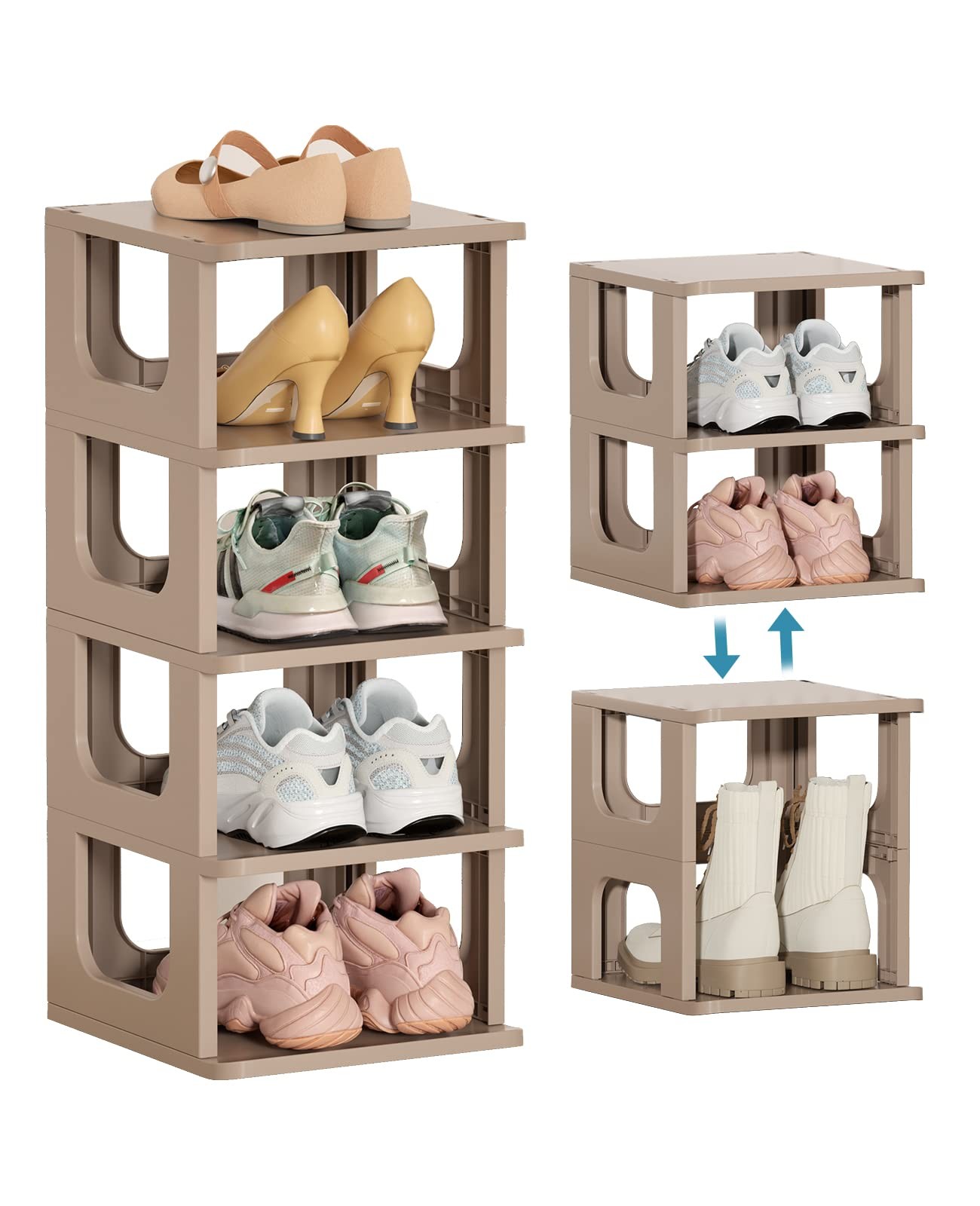 5-Tier Narrow Stackable Shoe Rack for Entryway Hallway Storage
