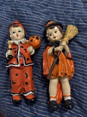 Halloween Hobby Lobby Set Clown Girl Witch Costumes Figurines Vintage Inspired
