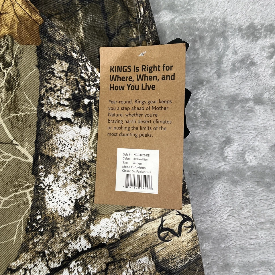 KING'S Realtree Edge Cargo Pants XL Camo Classic Six Pocket 42x33 Elastic Waist - Image 4 of 4