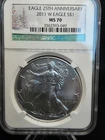 🦅 2011-W Silver Eagle | NGC MS70 | Green 25th Anniversary Label with Christmas