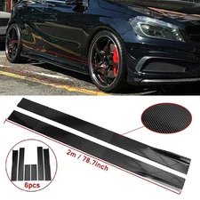 78.7'' Carbon Fiber Side Skirt Rocker Panel Splitter For Benz W204 W205 C300 C63