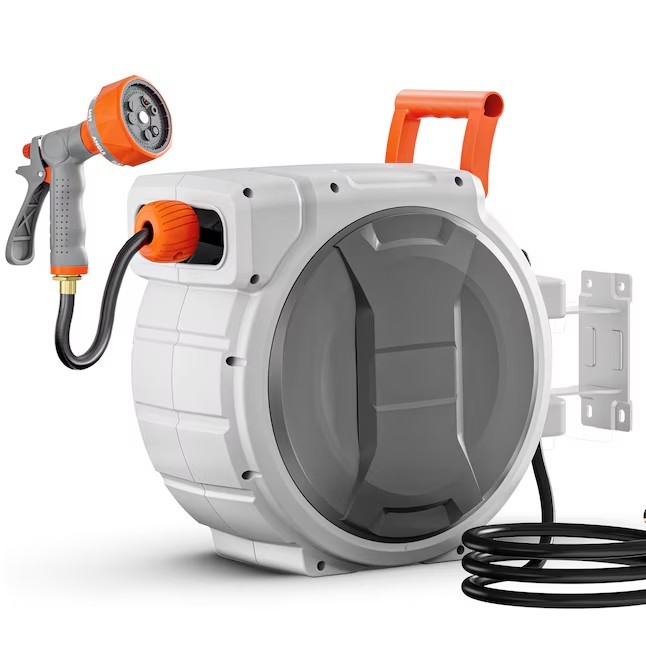 Retractable Garden Hose Reel 1/2 Inch x 145 ft Wall Mounted 