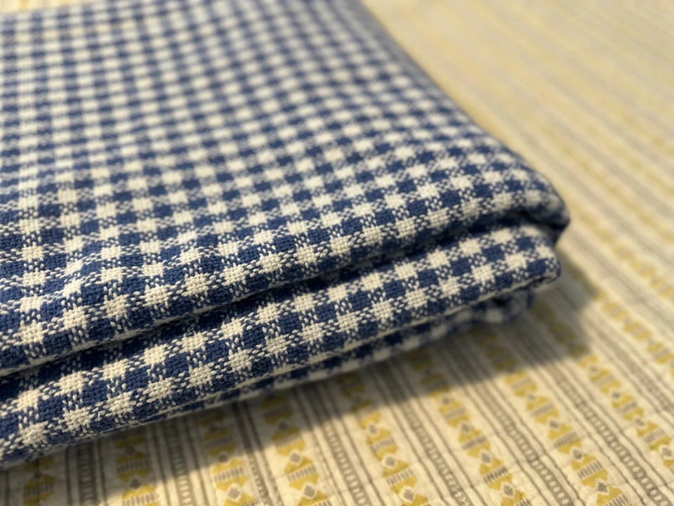 Manta Ralph Lauren Gingham Queen 90 x 90" Tejida Azul Blanco Algodón EE. UU. Foto 2 de 4
