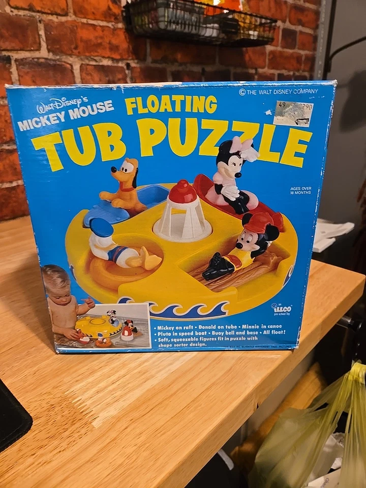 RARO! Juego de juguetes rompecabezas bañera flotante vintage Walt Disney Mickey Mouse de Illco Foto 3 de 4