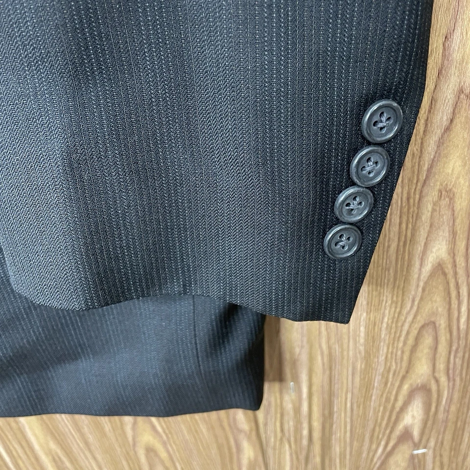 Jack Victor 2 Piece Suit Mens 44L 38x30 Black Multicolor Striped Three Buttons - Image 4 of 4