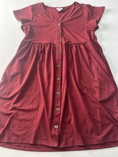 Lularoe XS Red Button-Front T-Shirt Dress