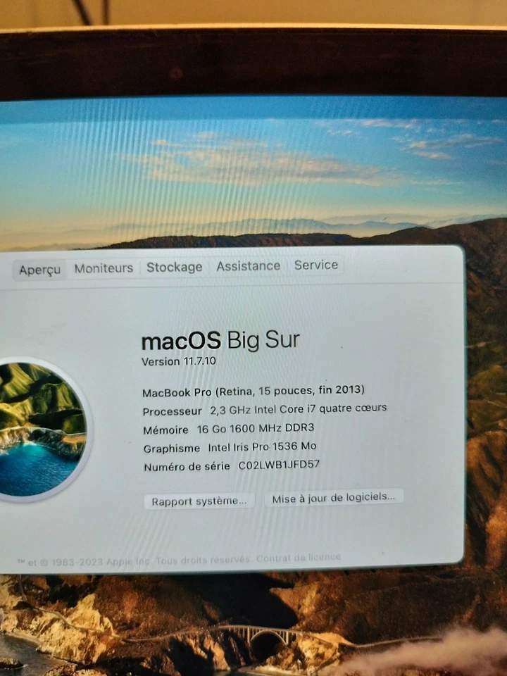 Apple MacBook Pro 16" (Intel Core i7., 2,6 GHz), 512 Go SSD, 16 Go RAM,, photo 2 sur 3
