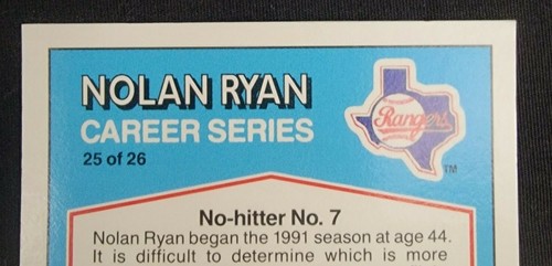 Nolan Ryan Coca~Cola 1992 Career Series Card #25 of 26 - Picture 5 of 9