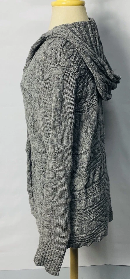 Sonoma Women Cable Knit Hooded Cardigan Size M Gray - Image 3 of 4