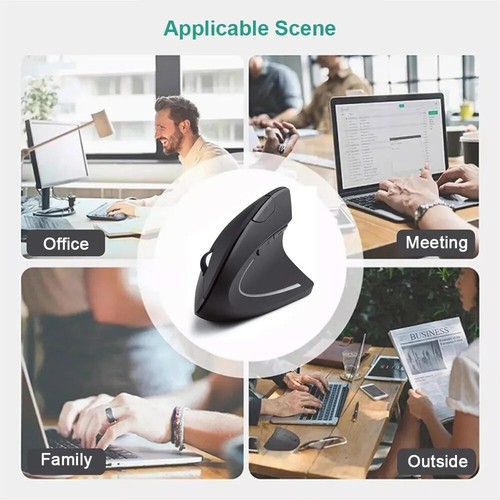 ERGONOMIC VERTICAL WIRELESS MOUSE | 2.4GHz Optical, 800/1200/1600 DPI, 6 Buttons - Afbeelding 6 van 6