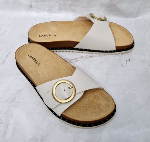 Sandalias planas CARVELA Klame para dama con hebilla de cuero crema y correa precio de venta sugerido por el fabricante 109,00 GBP - Imagen 3 de 9