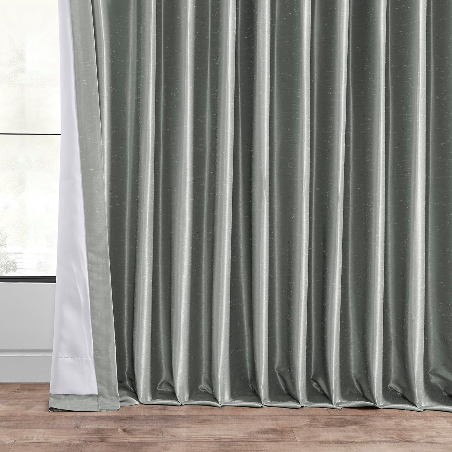 Extra Wide Faux Silk Blackout Curtains 108 Inches Long for Bedroom & Living Room