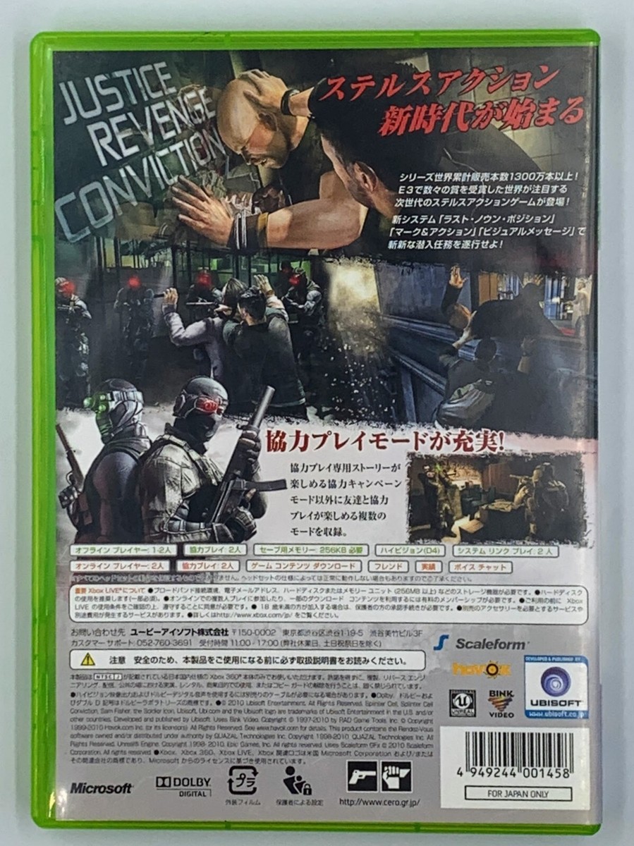 Tom Clancy's Splinter Cell: Conviction XBOX 360 Japan Import Tom Clancy's Splinter Cell: Conviction XBOX 360 Japan Import