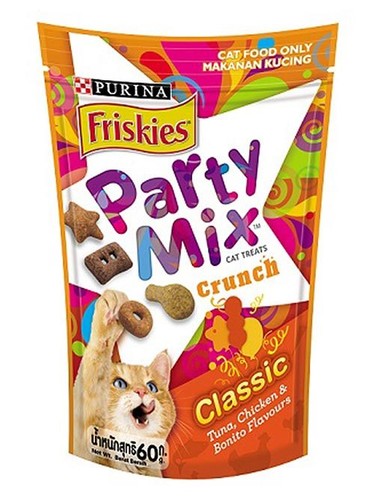Purina Friskies Party Mix Cat Treats Crunch Grill Snacks Feline Feeding 60g. - Picture 10 of 12