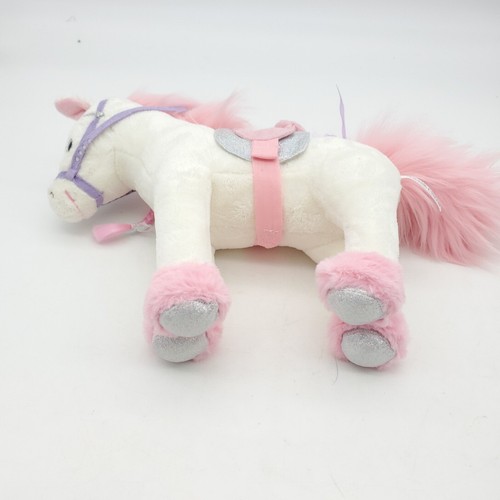 Princess MIMI Horse Stuffed Animal Pink Mane White w/ Saddle 9" Plush Glitter - Picture 7 of 9