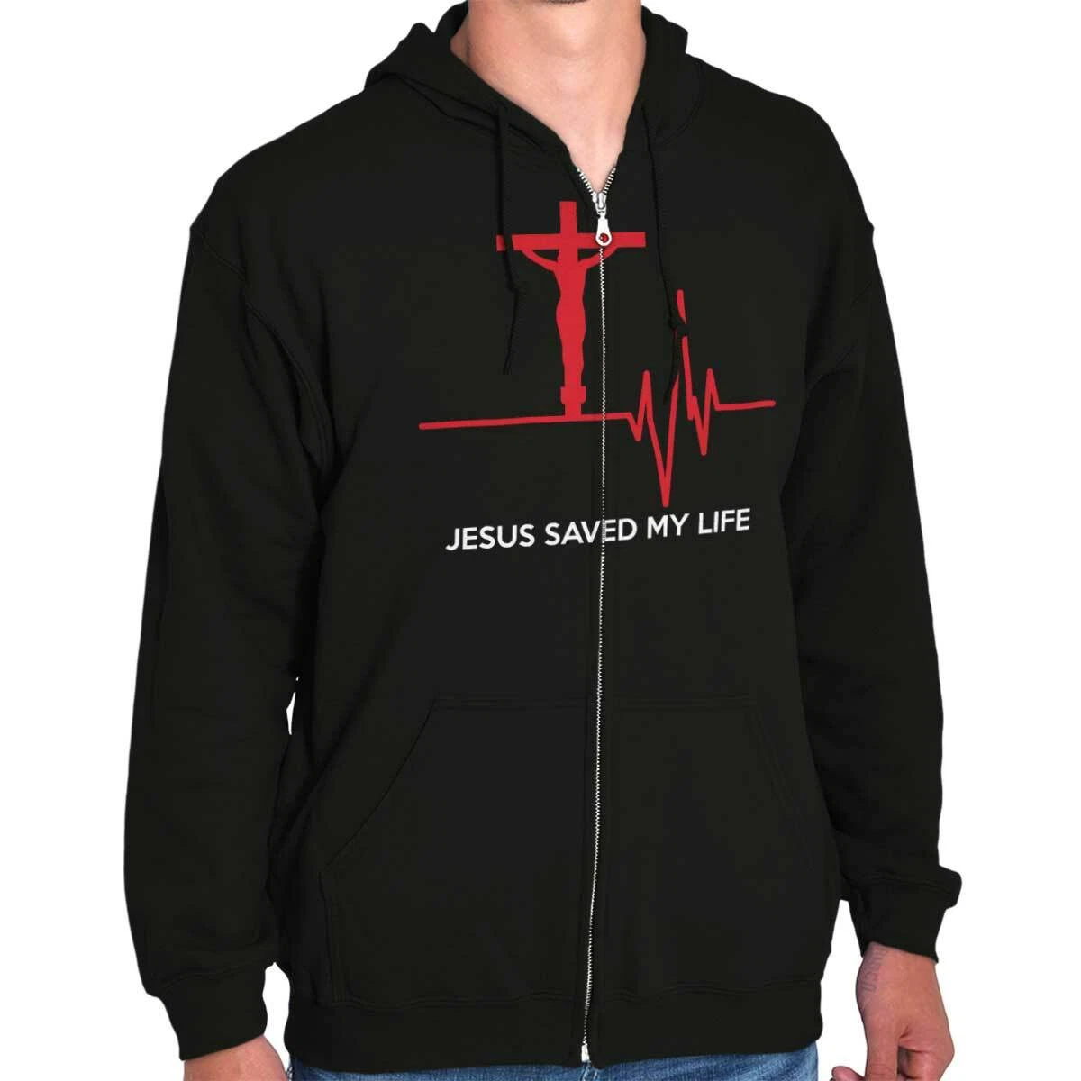 christian zippered hoodie