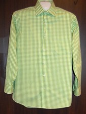 Alex Cannon Green White Plaid Design Men's Button-Down Shirt Size 15.5 NEW