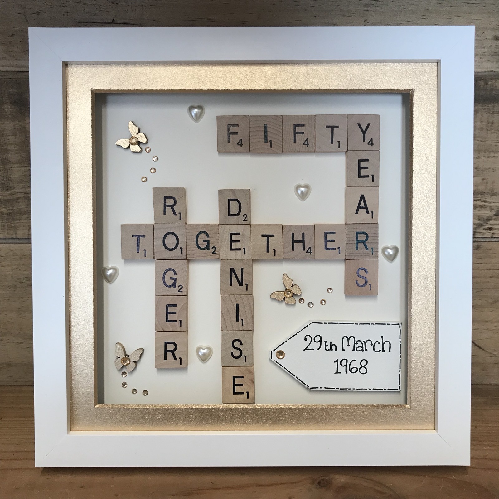 SCRABBLE FAMILY NAME FRAME - ANNIVERSARY GIFT - WEDDING PRESENT - LED LIGHT BOX - Picture 9 of 12