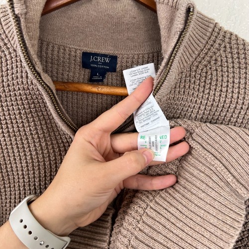 J Crew Factory Mens Brown Waffle-knit half-zip Long Sleeve Casual pullover L - Bild 5 von 7
