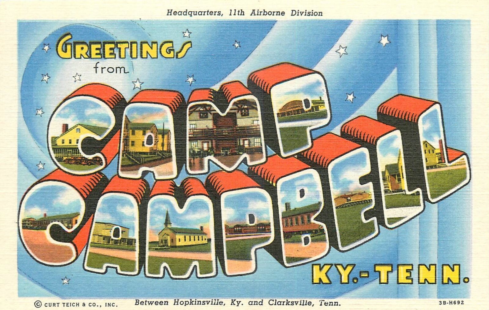 1940s Kentucky Tennessee Camp Campbell Military Base Teich Postcard 25-1231