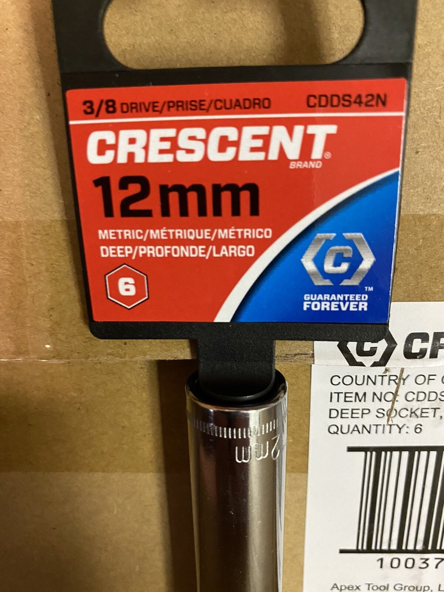 Crescent 3/8" Drive 12mm Deep Socket – 6-Point, CDDS42N, Durable For Pros & DIYers