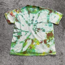 Gildan Shirt Youth Medium 10/12 Green Tie Dye Crew Cotton Short Sleeve Kids Top