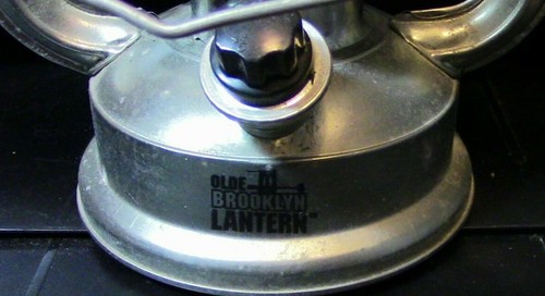 Silver "Olde Brooklyn" Battery Operated Lantern with Clear Glass Globe - Picture 2 of 4